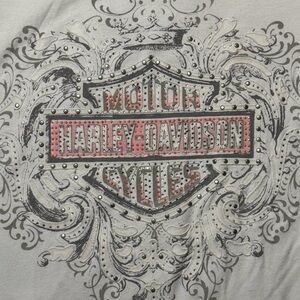Harley-Davidson Gray and Red Graphic Tee